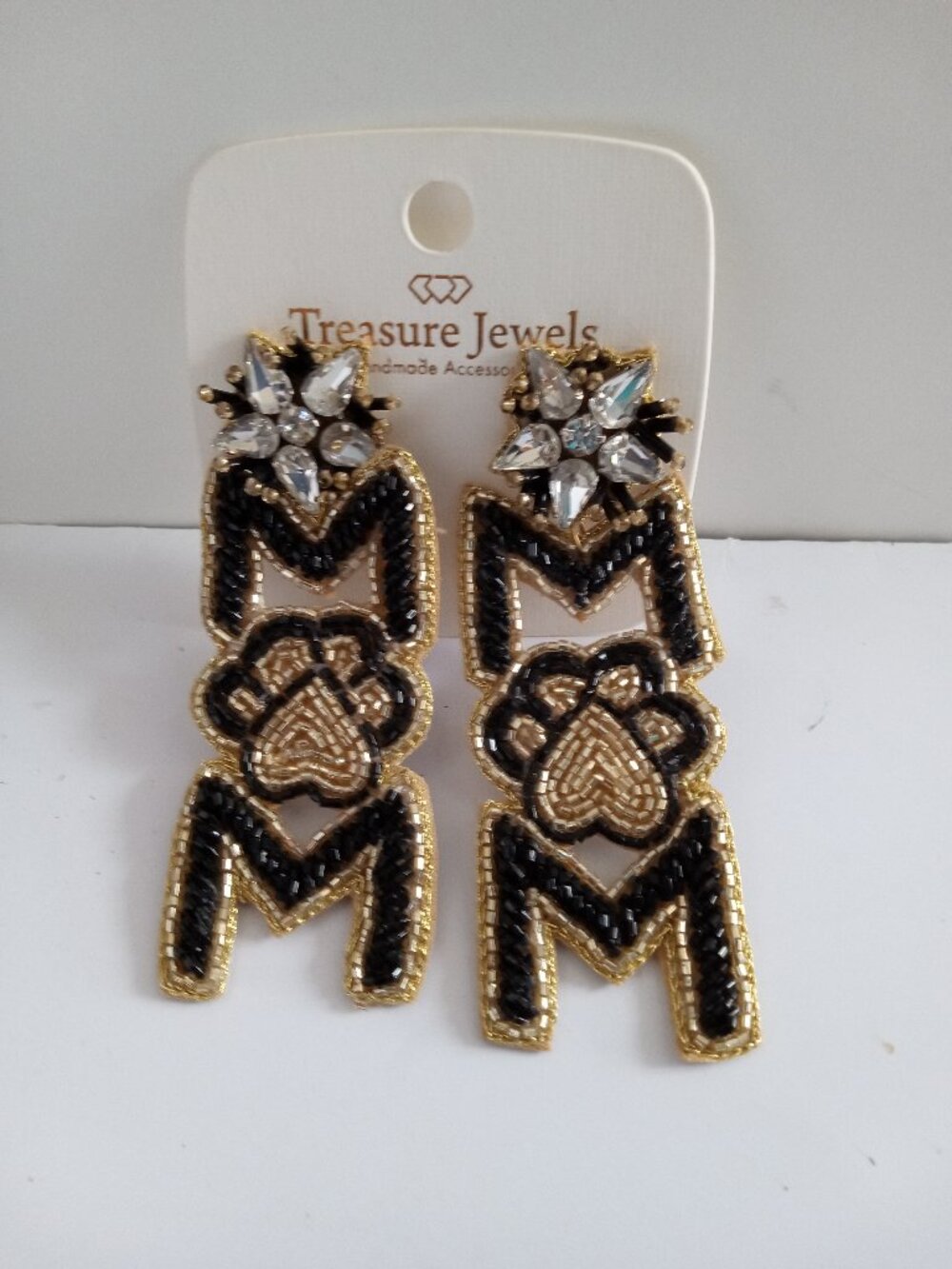 Rhinestone Beaded Dangle Studs – Crystal Sparkle Earrings